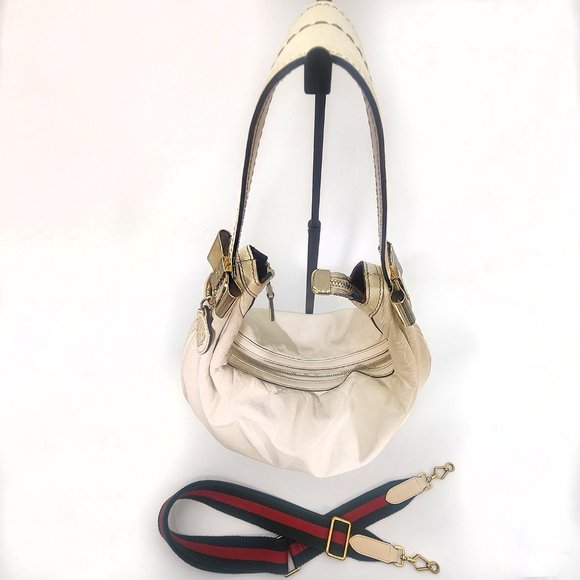 GUCCI - Calfskin Duchessa Hobo Off White/Cream Medium Sized Bag - Picture 4 of 12